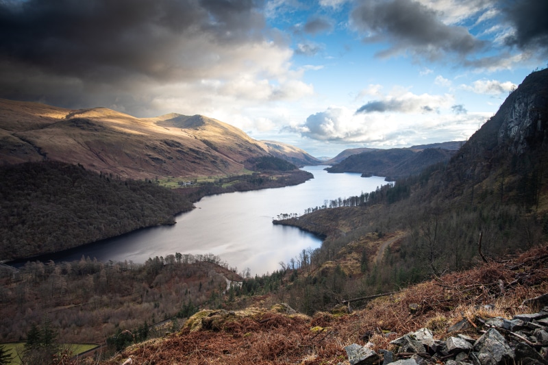 Lake District England Mountains River Clouds