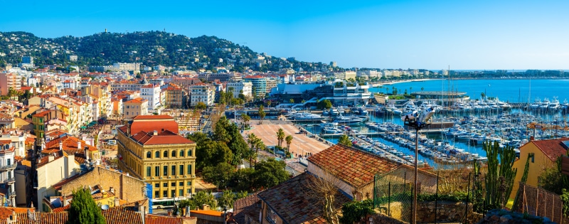 Cannes, France Panorama with Marina and Hills