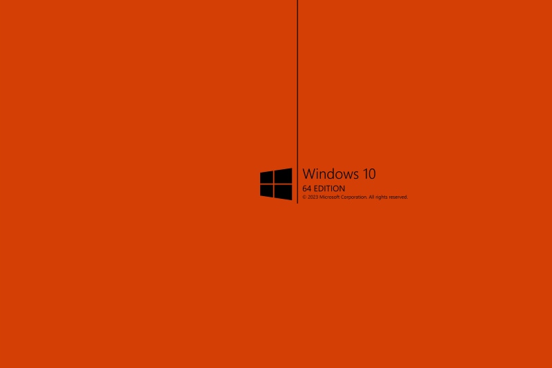 Windows 10 64 Edition Logo on Orange Background
