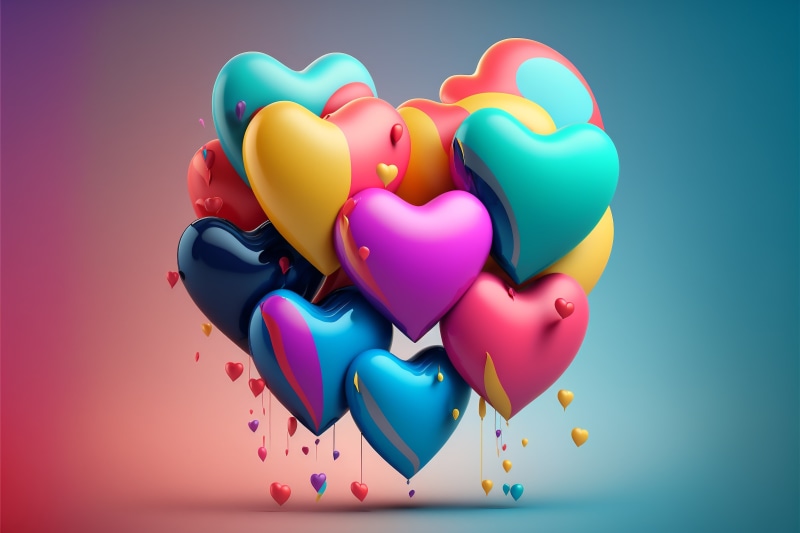 4K Multicolor Heart Balloons