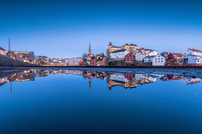Arendal, Norway Houses Reflected in Water