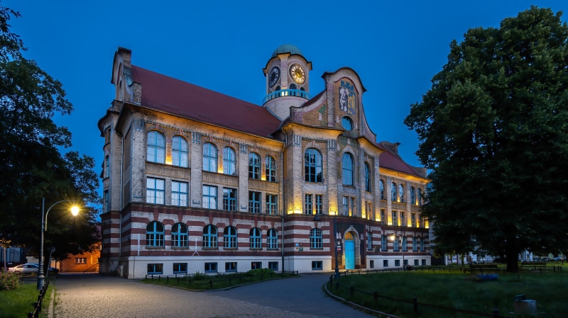 Building in Bytom, Poland at Dusk