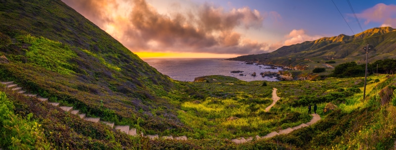 Big Sur Coastline Panorama at Sunset, California