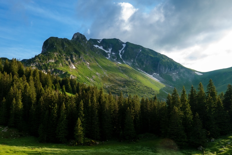 Gurnigel Mountains in the Swiss Alps with Clouds