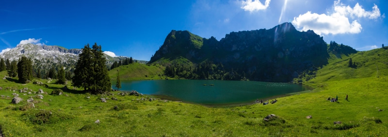 Seebergsee Lake in the Swiss Alps Panorama