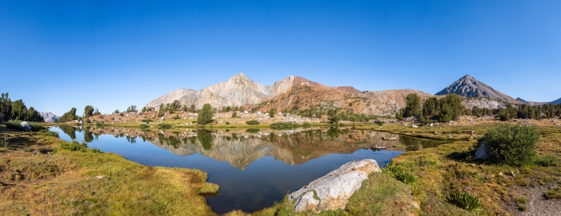 Panorama of Kings Canyon National Park with Mountains and Lake