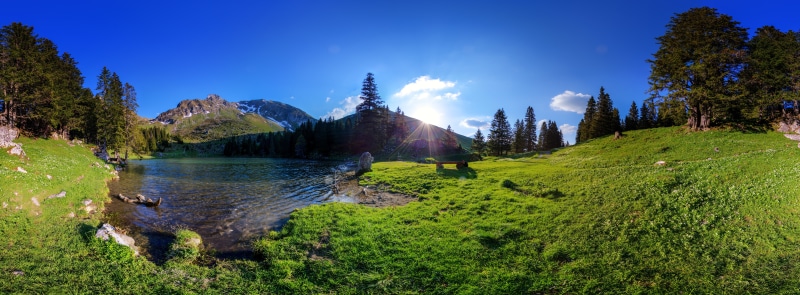 Gantrischsee Lake Panorama in the Swiss Alps