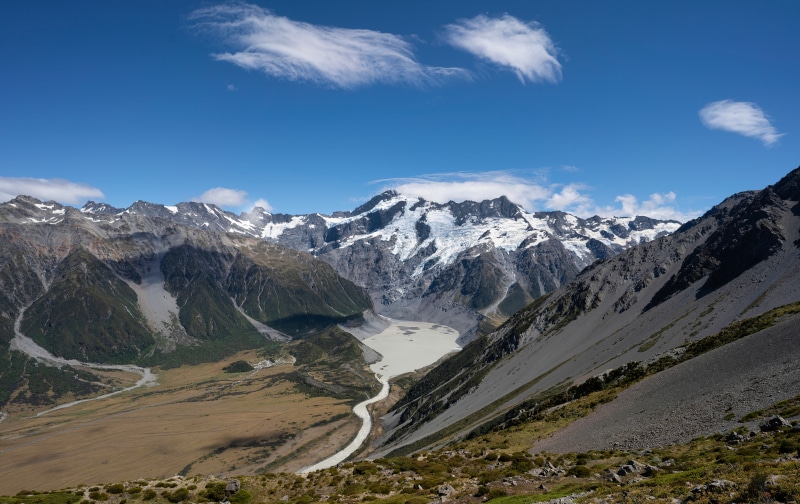 Mueller Lake and Mountains in New Zealand