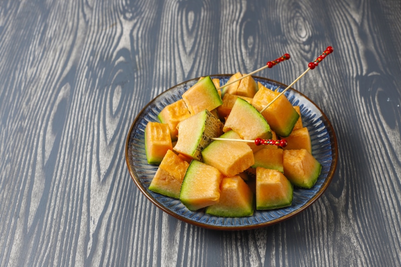 Melon pieces on a plate