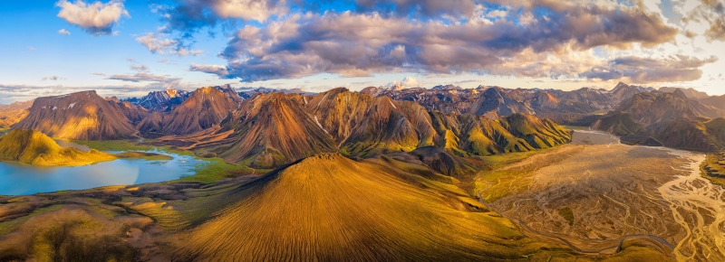Icelandic Mountains and River Panorama