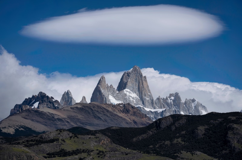 Fitz Roy Mountains in Argentina with Clouds