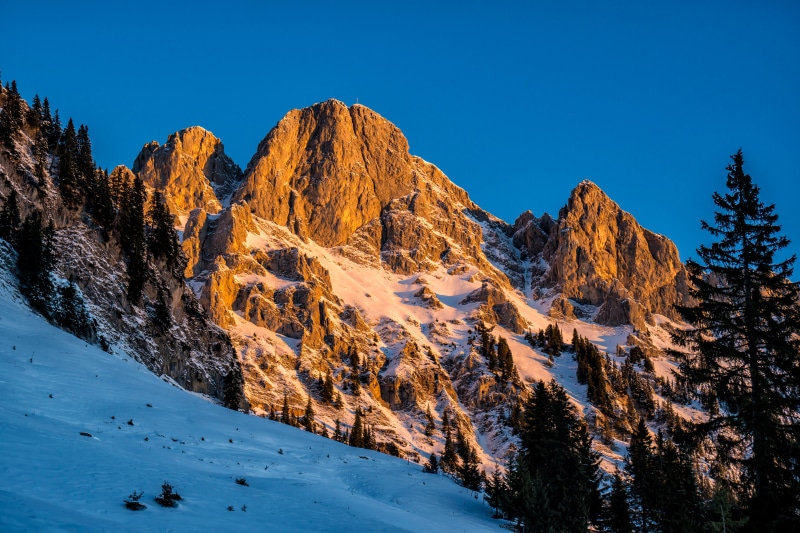 Snowy Alps Mountains at Sunrise