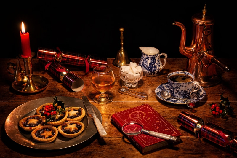 Christmas Still Life with Mince Pies and Coffee