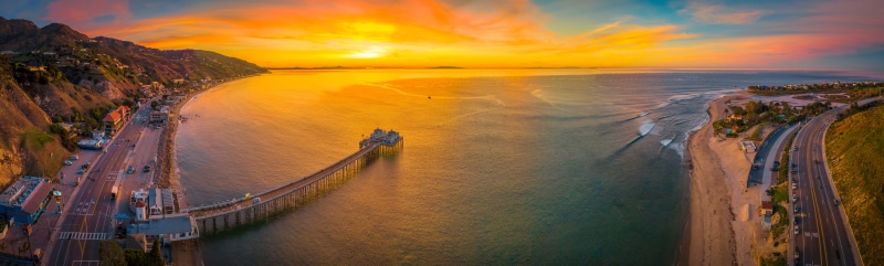 Malibu Pier at Sunset Panorama