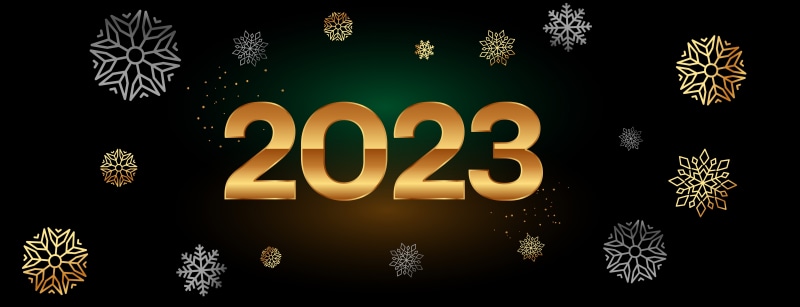 2023 Golden New Year with Snowflakes
