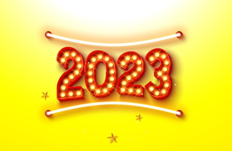 2023 Marquee Numbers with Neon Lights and Stars