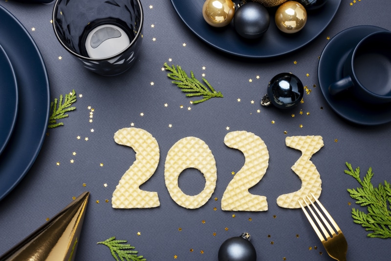 New Year 2023 Table Setting with Decorations