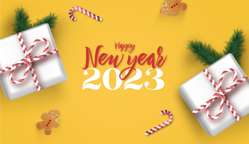 Happy New Year 2023 with Gifts and Cookies