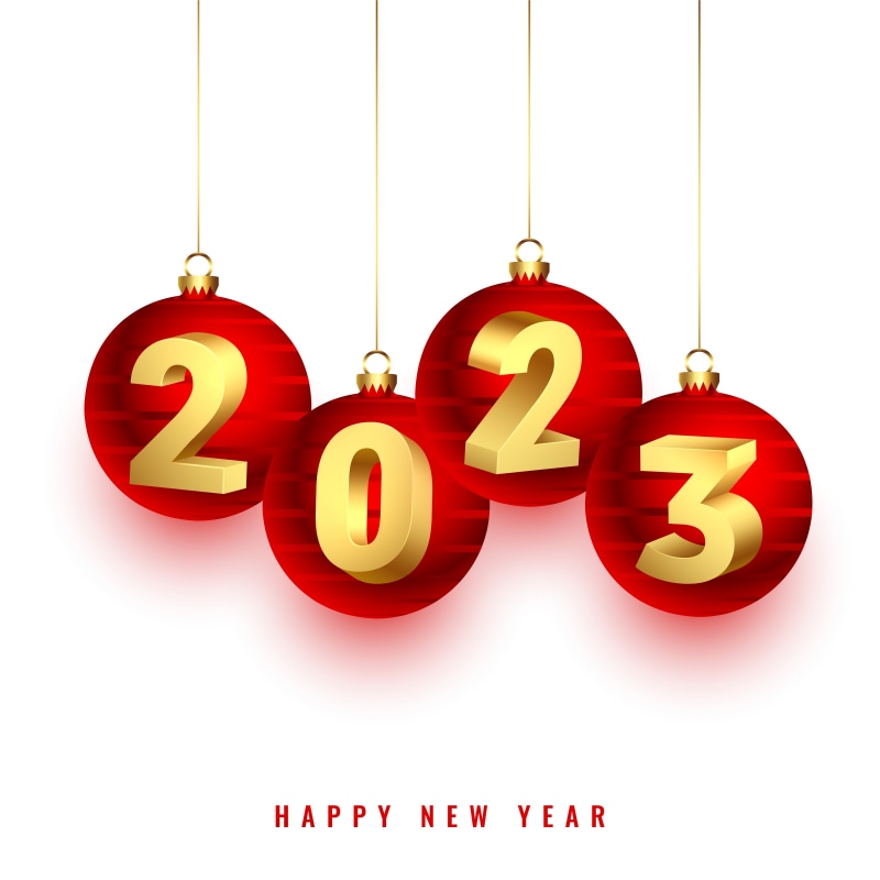 Happy New Year 2023 Red Christmas Ornaments