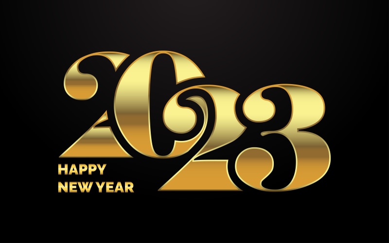 Happy New Year 2023 Gold Lettering