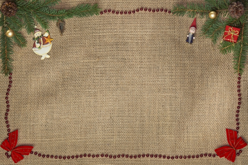 Christmas Decorations on Burlap Template