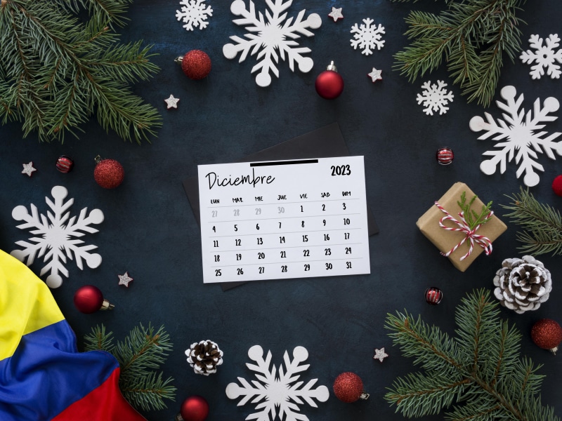 4K Christmas Calendar 2023 with Colombian Flag
