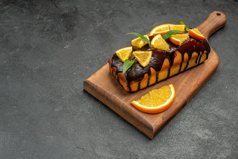 Chocolate Orange Pound Cake on Cutting Board