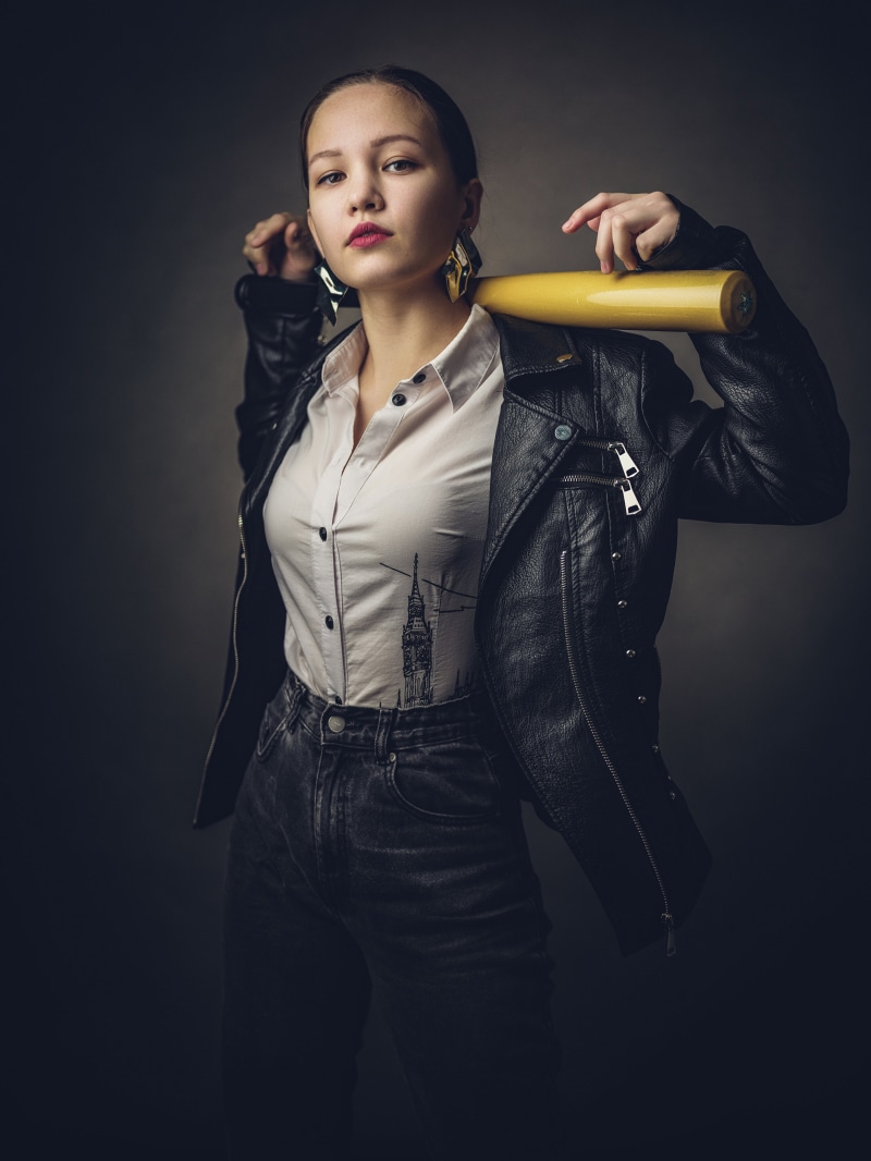 Tanya with a baseball bat