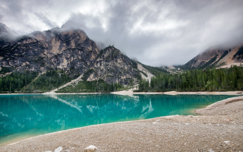 Lago di Braies, Italy, Mountains and Lake