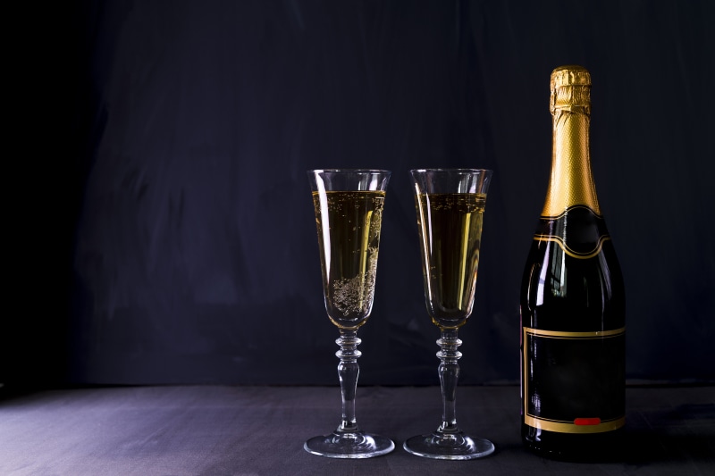 Champagne bottle and two glasses