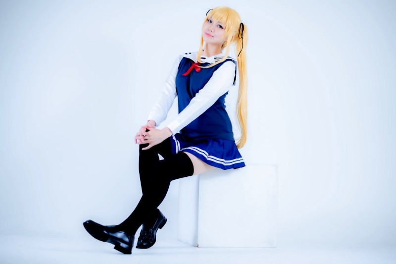 Asian girl in school uniform cosplay