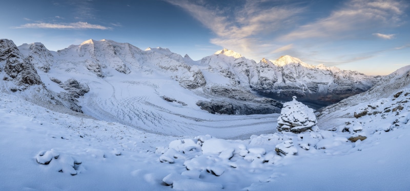 Snowy Mountains and Glacier in the Alps, Switzerland