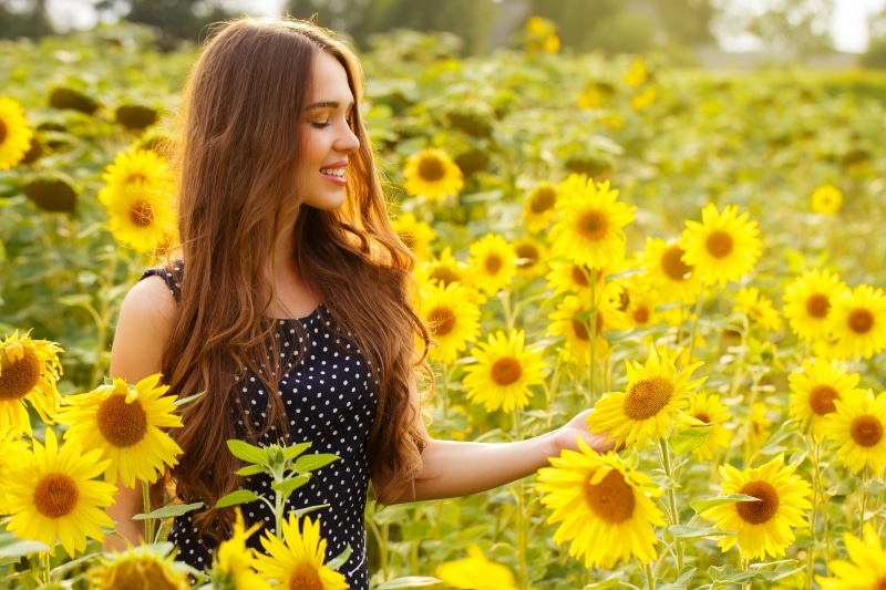 Woman in a sunflower field