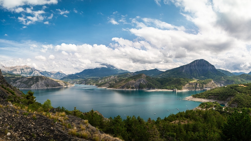 Lac de Serre-Ponçon, France, Mountains and Lake