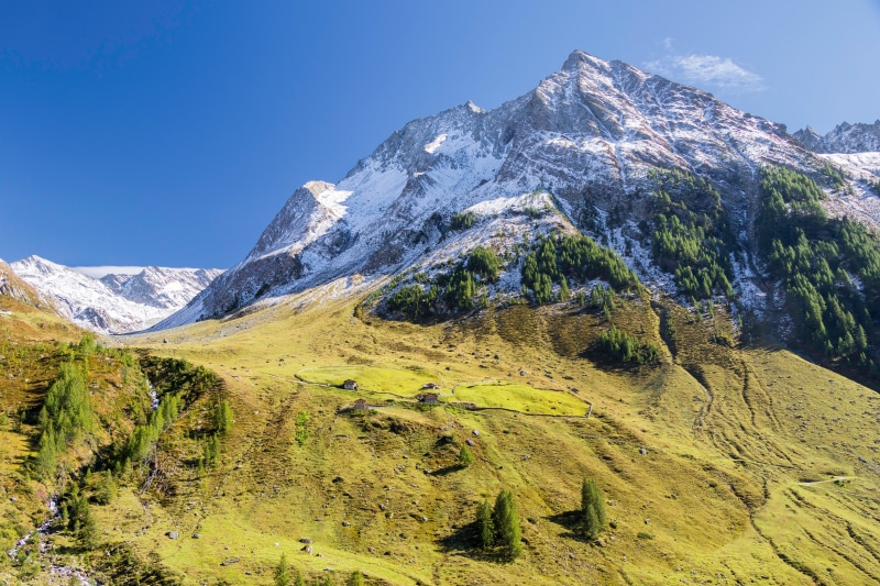 Snow-capped Alps mountains in South Tyrol, Italy