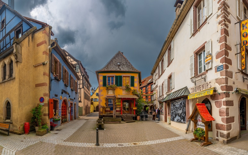 Street in France with colorful houses