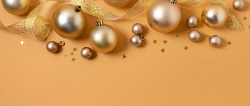 Christmas balls and ribbon with star decorations