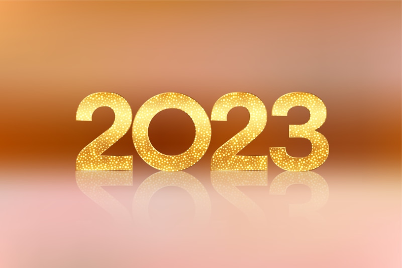 Golden 2023 Numbers with Reflection