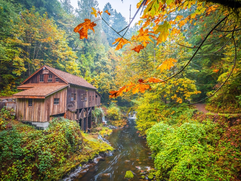 Cedar Creek Grist Mill in Autumn, Washington, USA