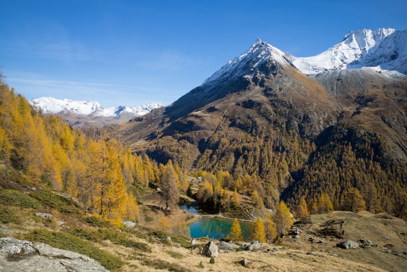 Autumn Mountains and Lake in Valais, Switzerland