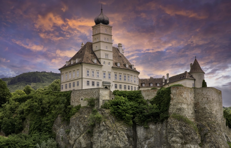 Schönbühel Castle on a cliff in Austria