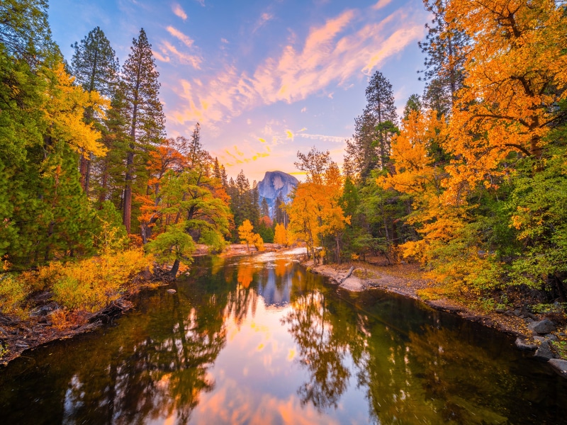 Yosemite National Park in Autumn with Half Dome