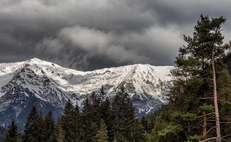 Snow-capped mountains in Italy near the Austrian border