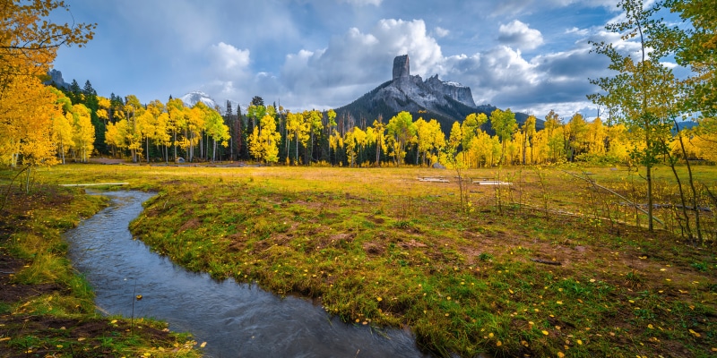 Autumn Scenery at Owl Creek Pass with Mountains and River