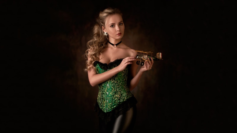 Katya Khalpert with toy airplane