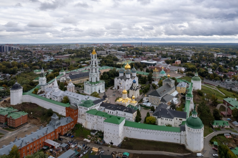 Trinity Lavra of St. Sergius Monastery in Russia from above