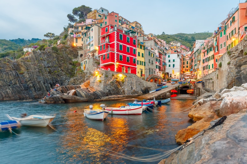 4K Riomaggiore Italy Boats Houses Liguria Cinque Terre