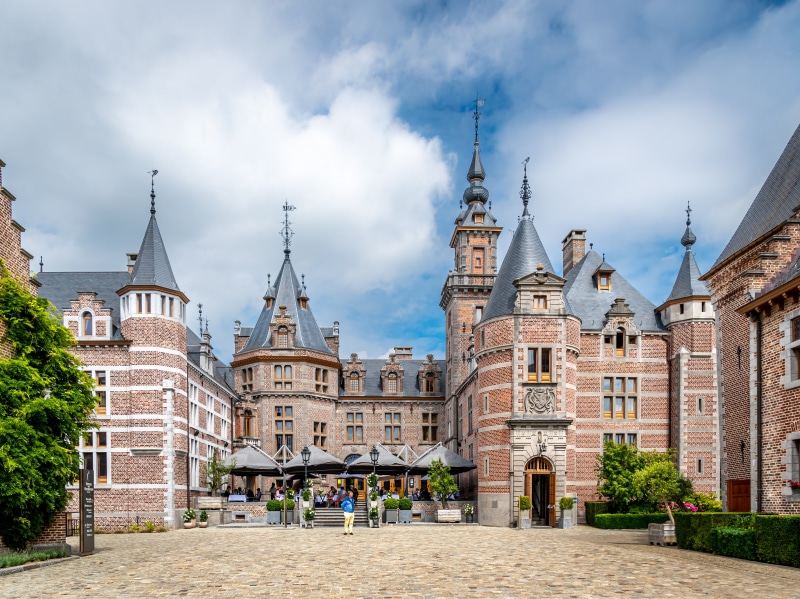Castle in Ordingen, Belgium with Towers and Hotel