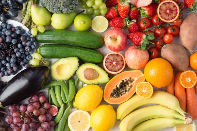 Assortment of Fresh Fruits and Vegetables