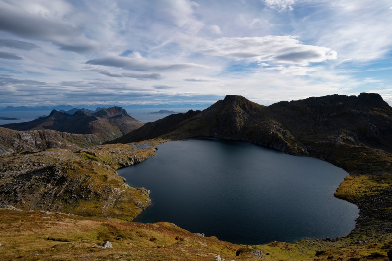 Botnvatnet Lake and Mountains in Lofoten, Norway